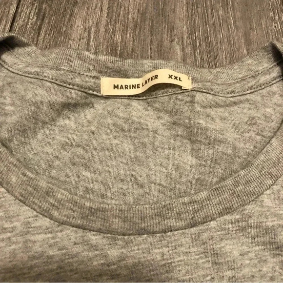 Marine Layer Signature Crew T-Shirt Mens Size 2XLarge Gray Short Sleeve - Picture 4 of 6